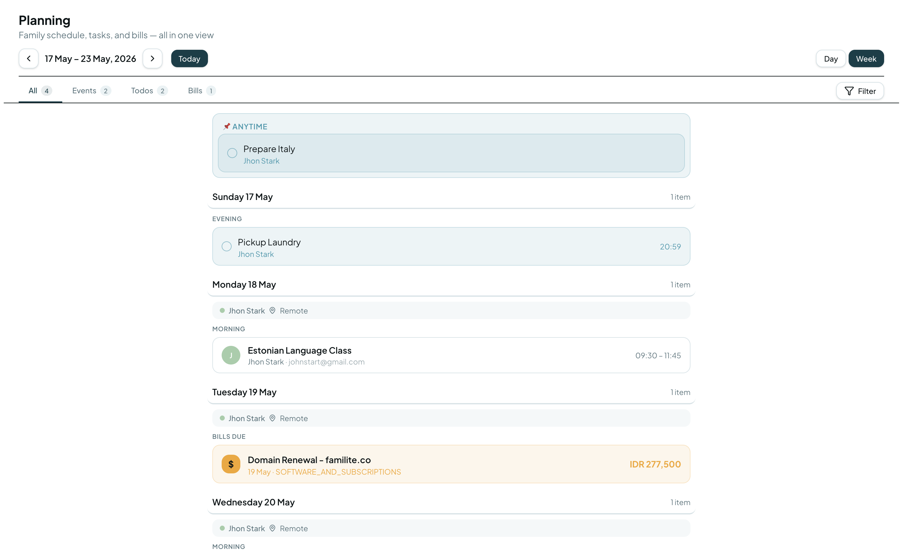 Planning timeline on the web